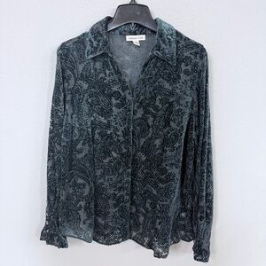Coldwater Creek Burn Out Velvet Paisley Blouse